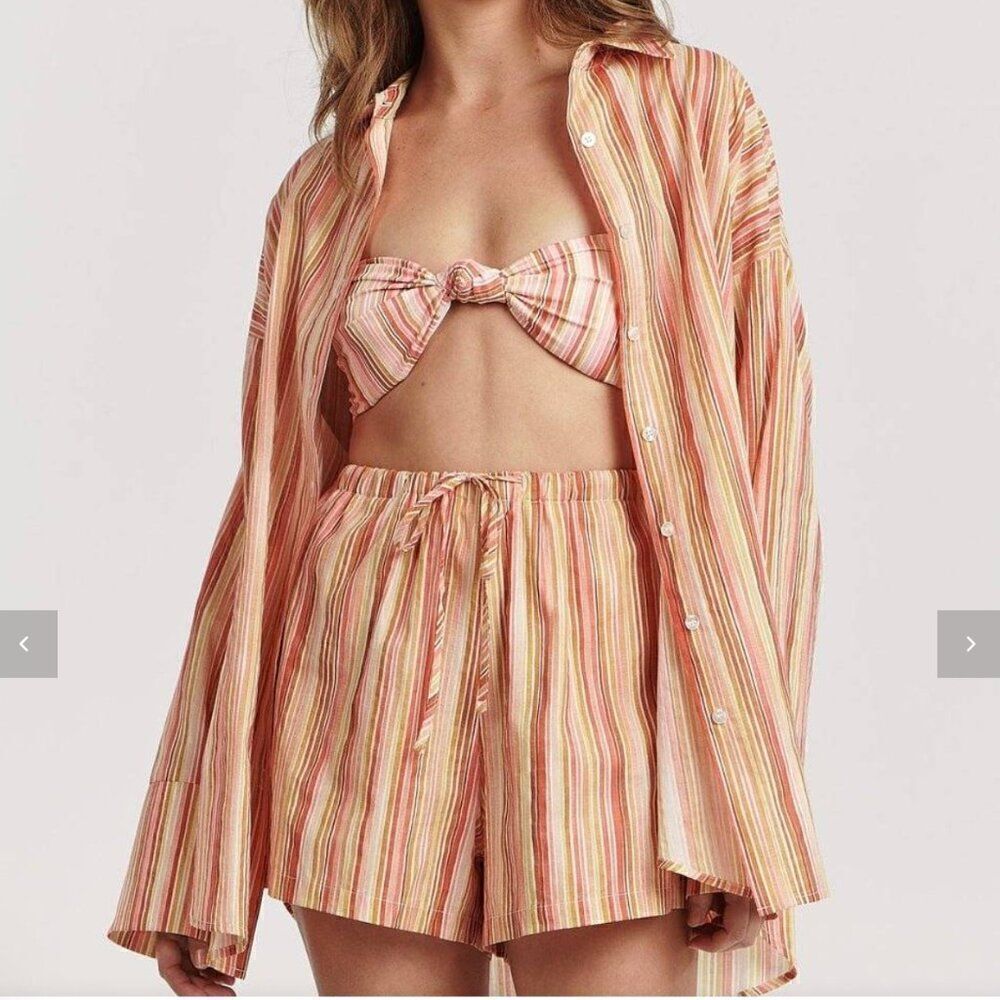 Charlie Holiday Orange Painterly stripe Heidi shirt NWT